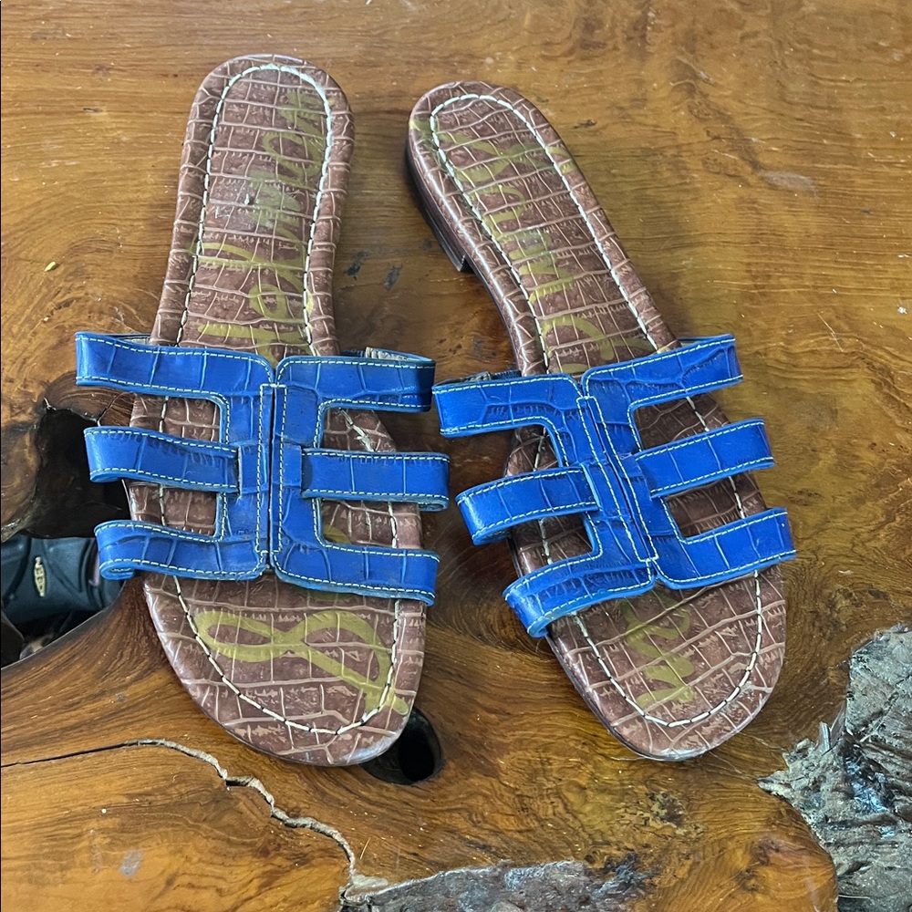 Sam Edelman Berit Slide Sandals Size 9.5 Blue – Chic Flat Slip-On